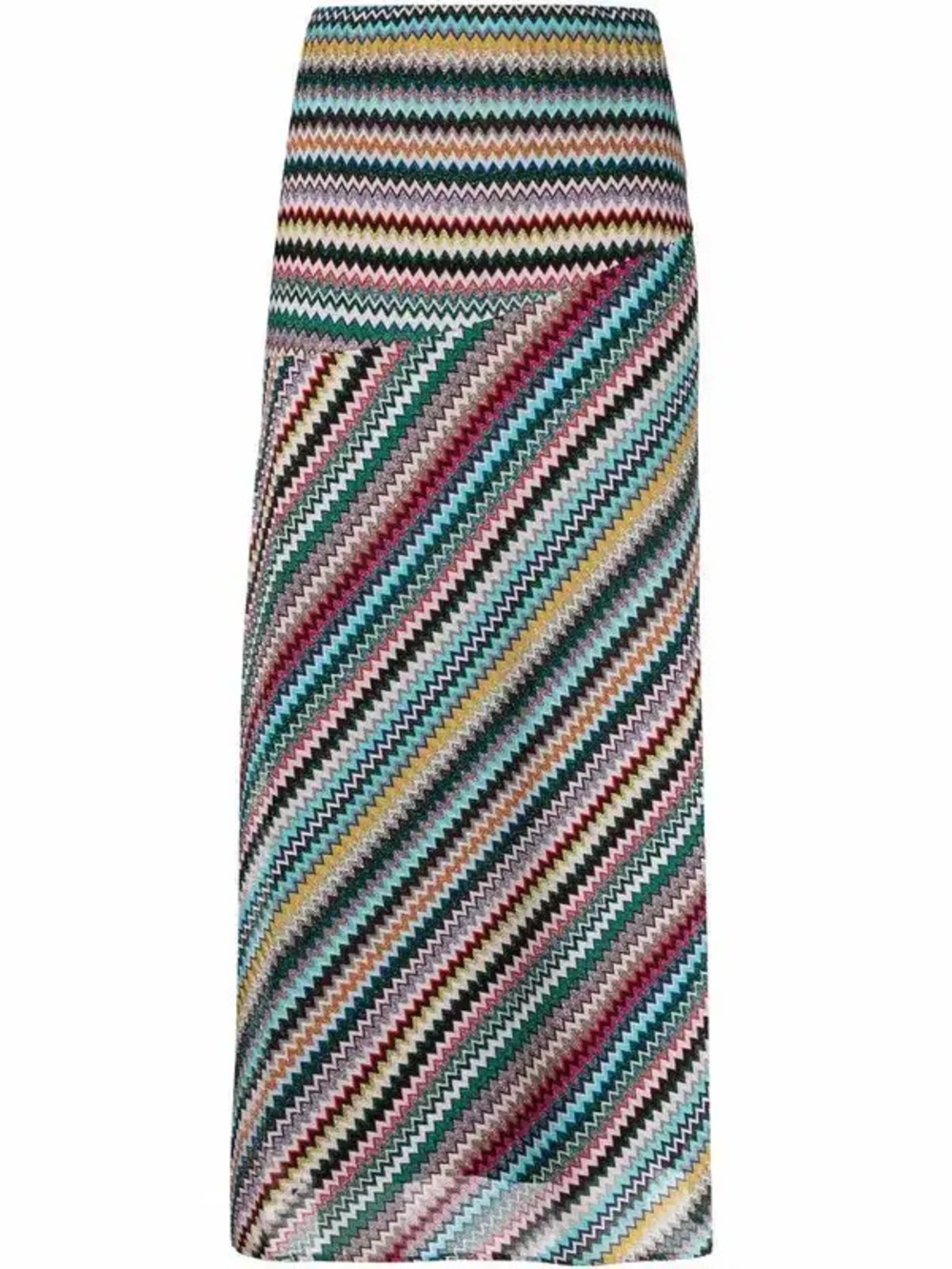 Missoni Metallic Multicolor Chevron Knit Maxi Skirt